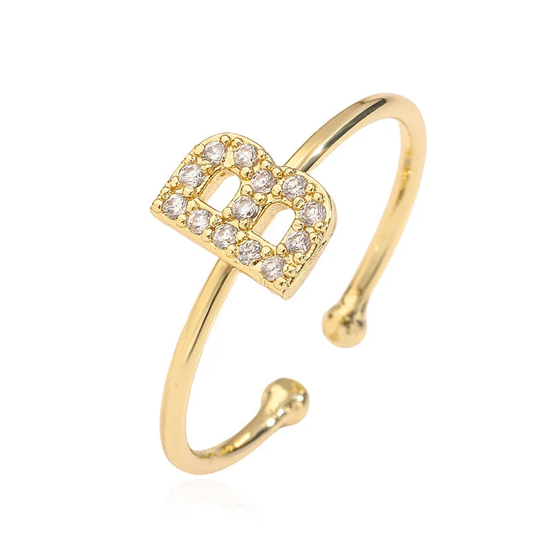 Säädettävä personoitu sormus alkukirjaimella b