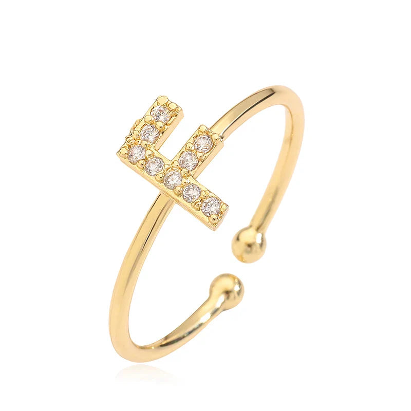 Säädettävä personoitu sormus alkukirjaimella f