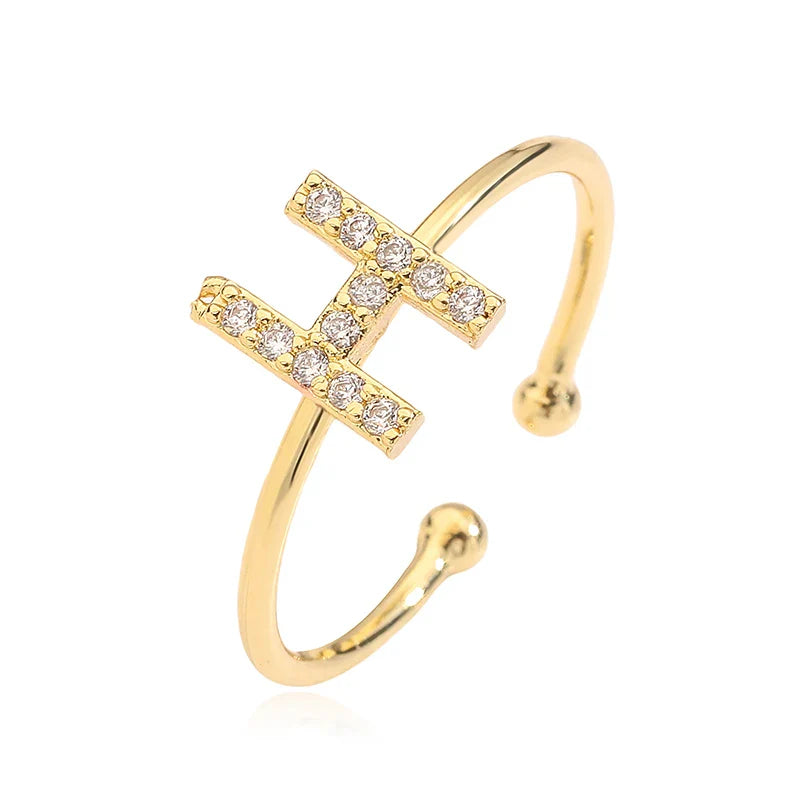 Säädettävä personoitu sormus alkukirjaimella h