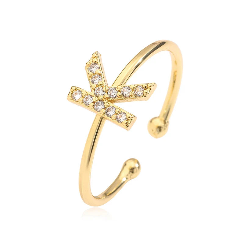 Säädettävä personoitu sormus alkukirjaimella k