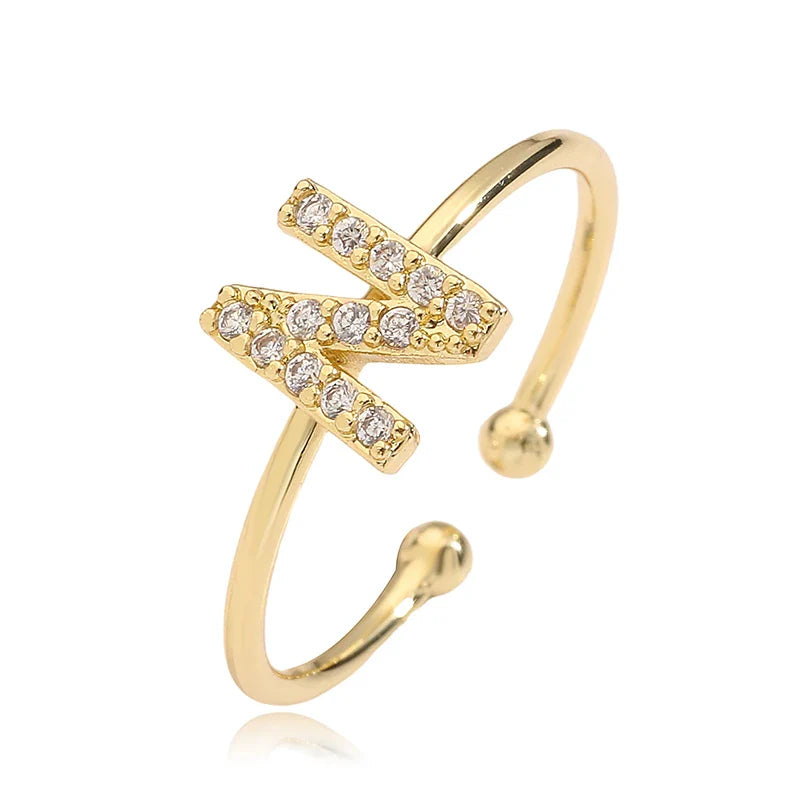 Säädettävä personoitu sormus alkukirjaimella n