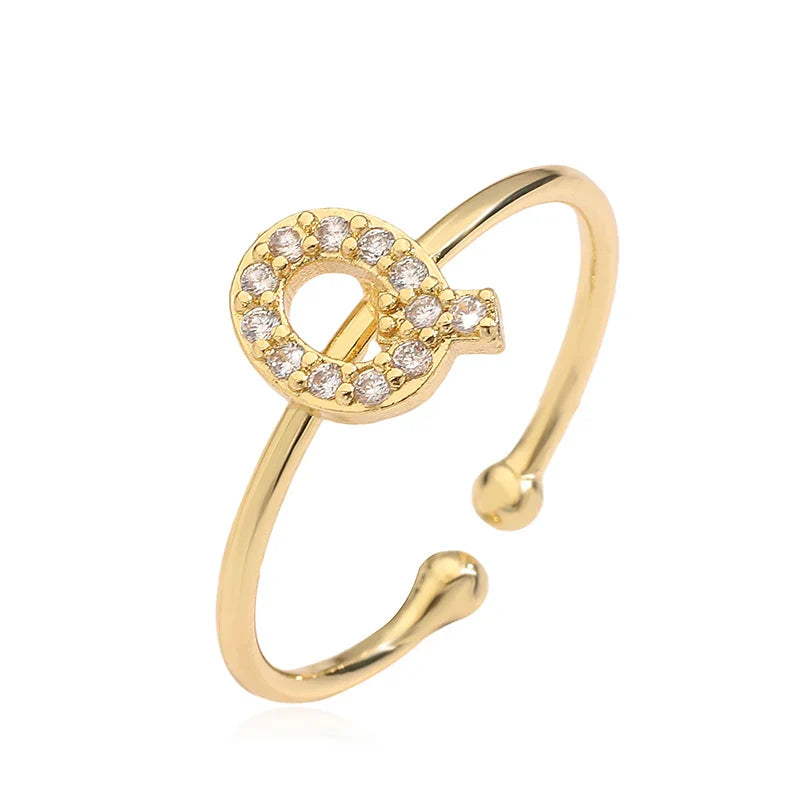 Säädettävä personoitu sormus alkukirjaimella q