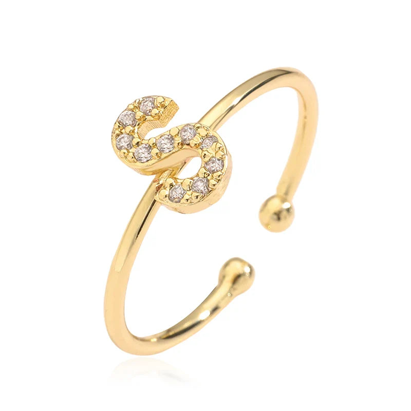 Säädettävä personoitu sormus alkukirjaimella s