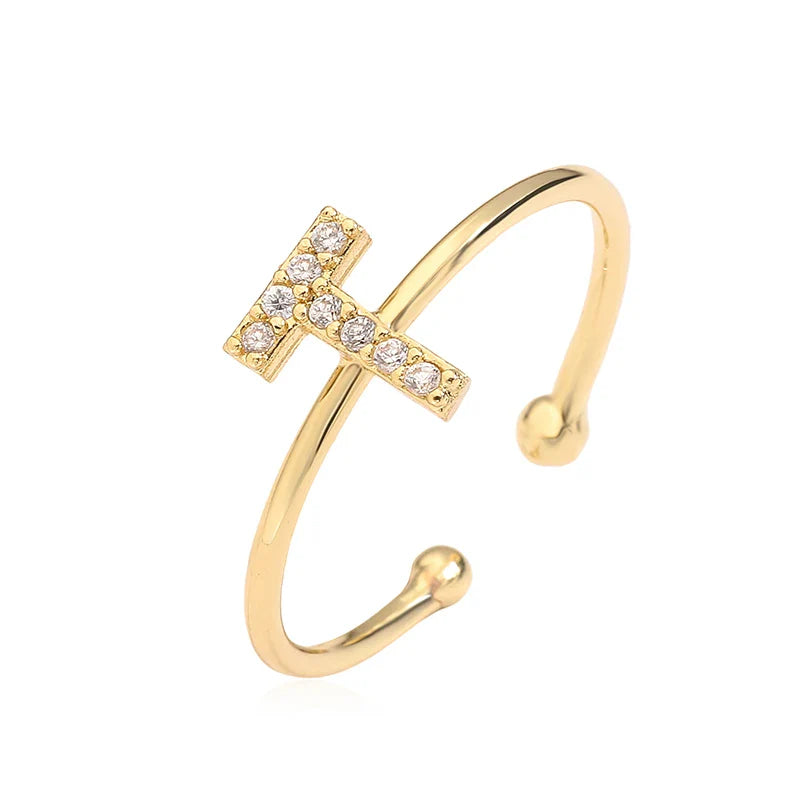 Säädettävä personoitu sormus alkukirjaimella t