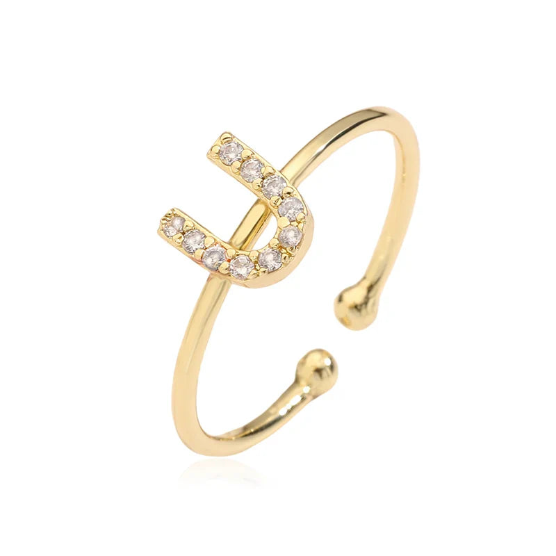 Säädettävä personoitu sormus alkukirjaimella u