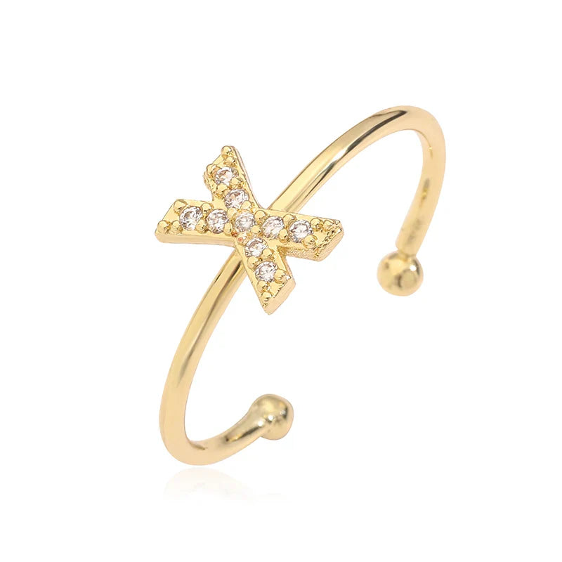 Säädettävä personoitu sormus alkukirjaimella x