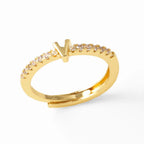 Säädettävä naisten sormus, jossa on alkukirjain - kirjain 