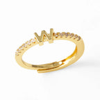 Säädettävä naisten sormus, jossa on alkukirjain - kirjain 