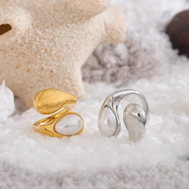 Sormus Vesispisara Valkoinen Helmi hopea