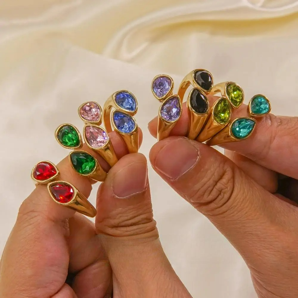 Sormus Vesipisara Värillinen Helmi punainen