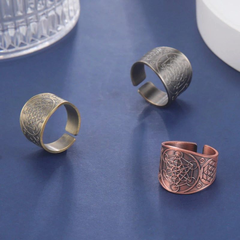 Miesten sormus Metatronin kuutio ruusukulta