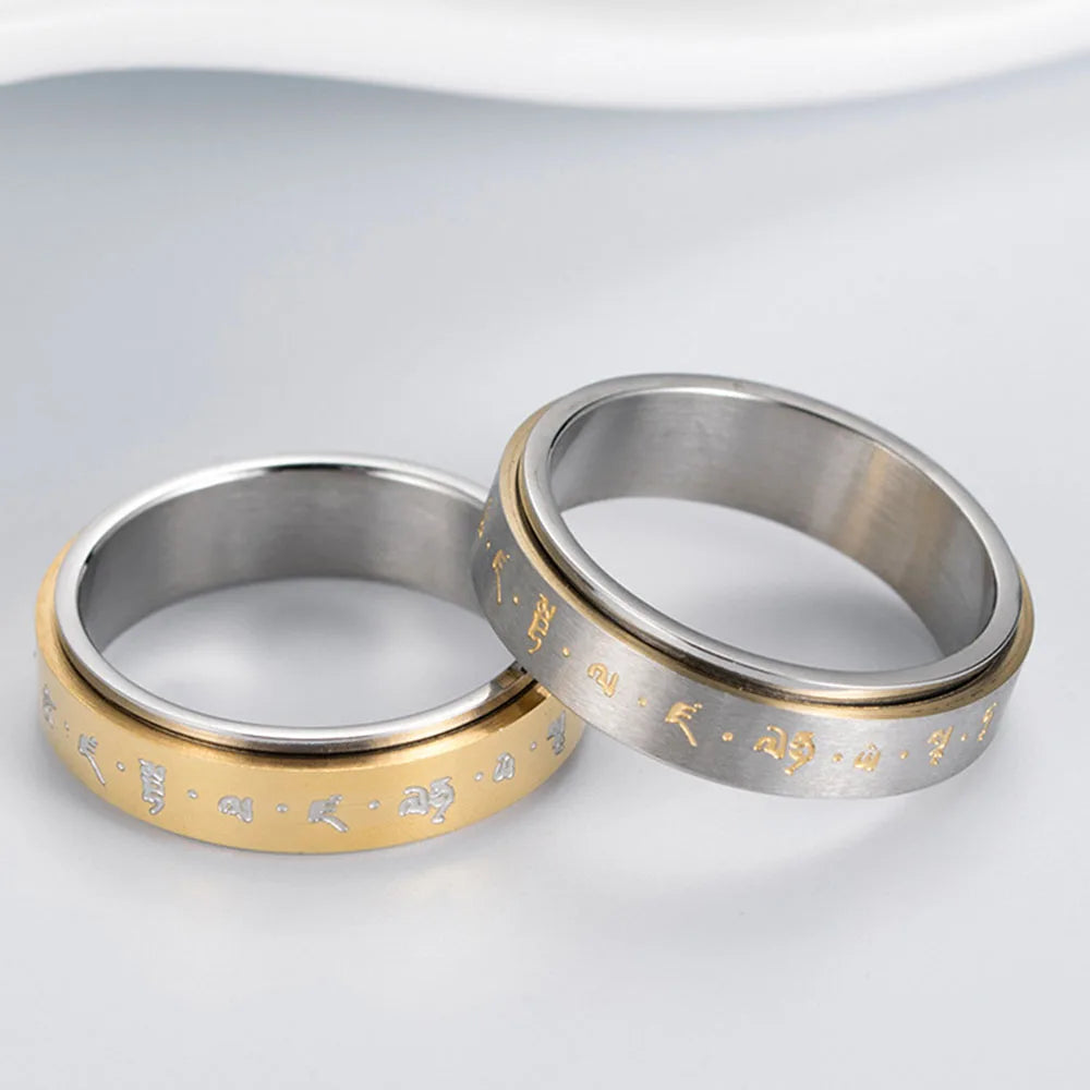 Sormus kuvioilla miehille tai naisille stressiä lievittävä kääntyvä kulta