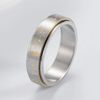 Sormus kuvioilla miehille tai naisille stressiä lievittävä kääntyvä hopea