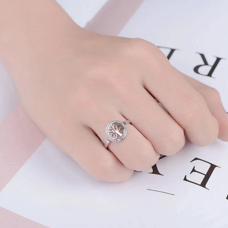 Elämänpuu-sormus naisille hopeinen sormus