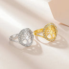 Elämänpuu-sormus naisille, hopea, zirkoni