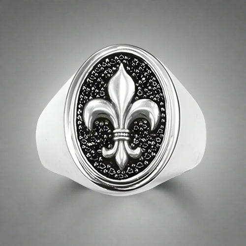 Sormus Fleur de Lys hopeaa