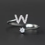 Bague initiale femme - lettre w