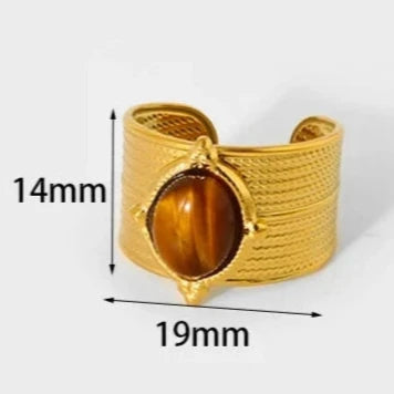 Tiikerinsilmä-sormus naisille kulta