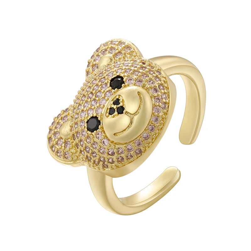 Karhun Sormus Kivi Kulta Ja Vaaleanpunainen