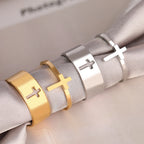 Naisten sormus kristillinen risti hopea