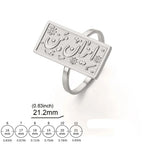 Suorakaiteen muotoinen sormus arabialaisella kalligrafialla - Iman (Usko) kuvio hopea