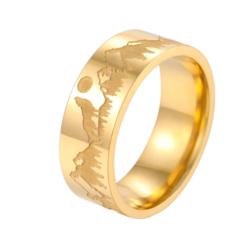 Sormus Retro Vuoret Leijona ja Aurinko kulta