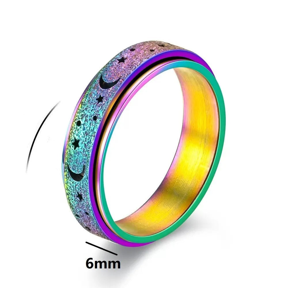 Kiertävä sormus miehille sinisellä ja puolikuilla