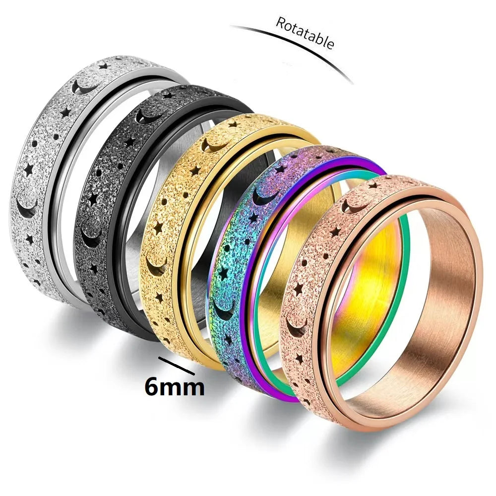 Kiertävä sormus miehille ruusukullalla ja puolikuilla