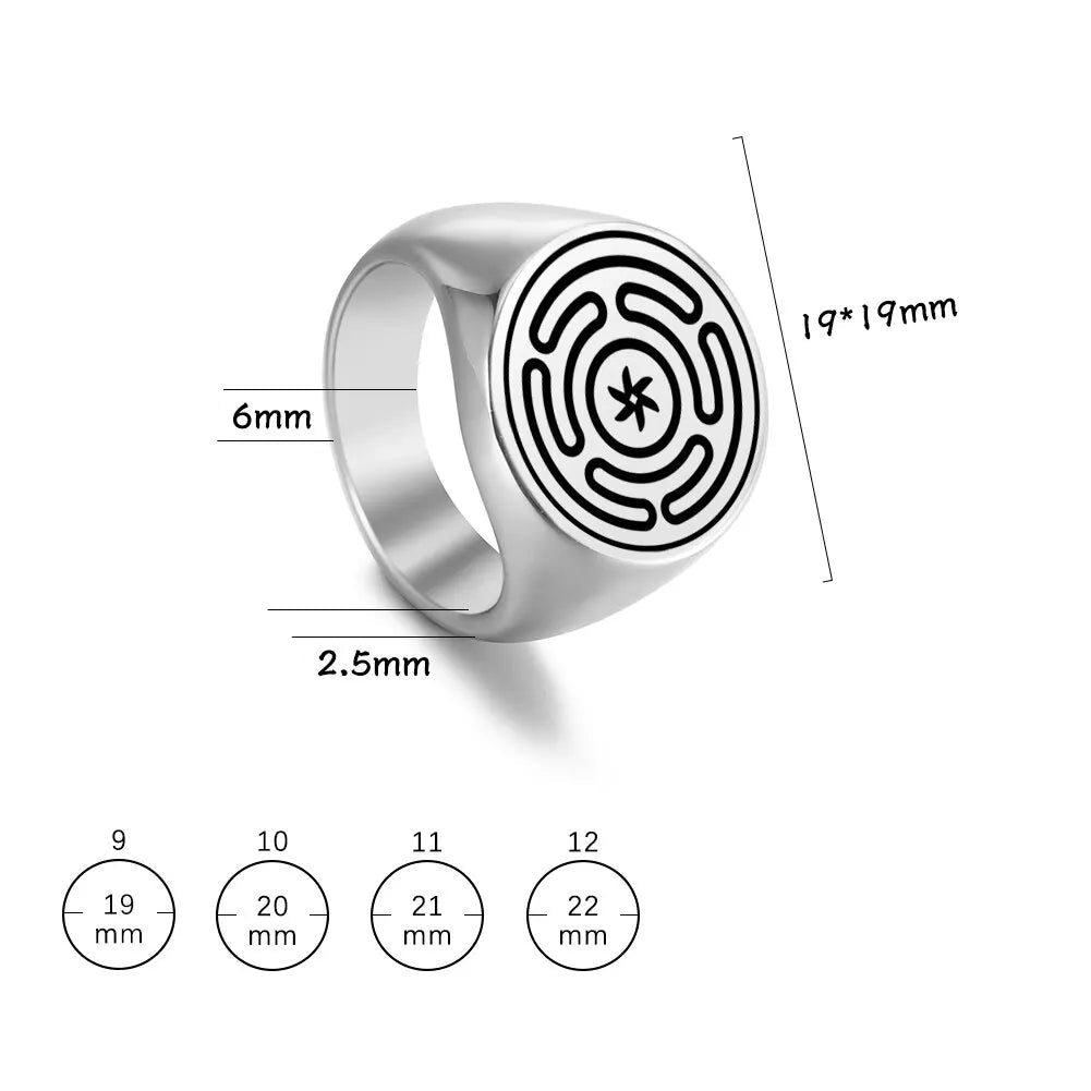 Hekaten pyörän Strophalos Wiccan noituus hopeasormus