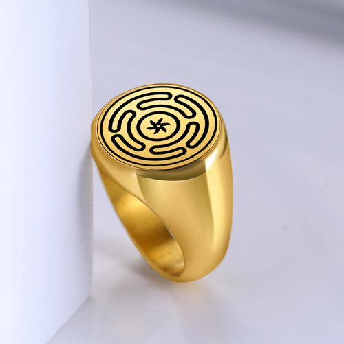Hekaten pyörän Strophalos Wiccan noituus kultasormus