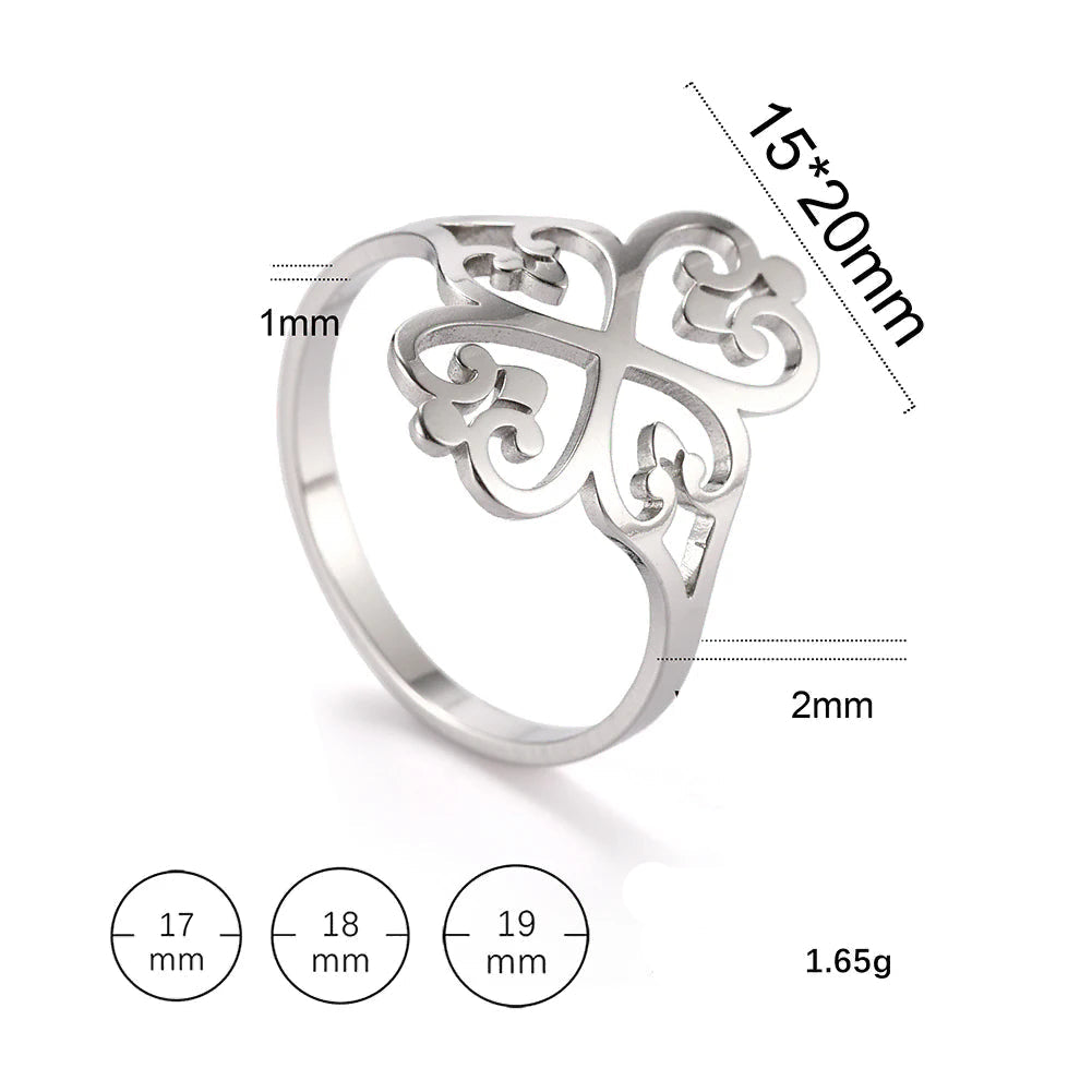 Neliapilasormus neljällä sydämellä, avoin kuvio