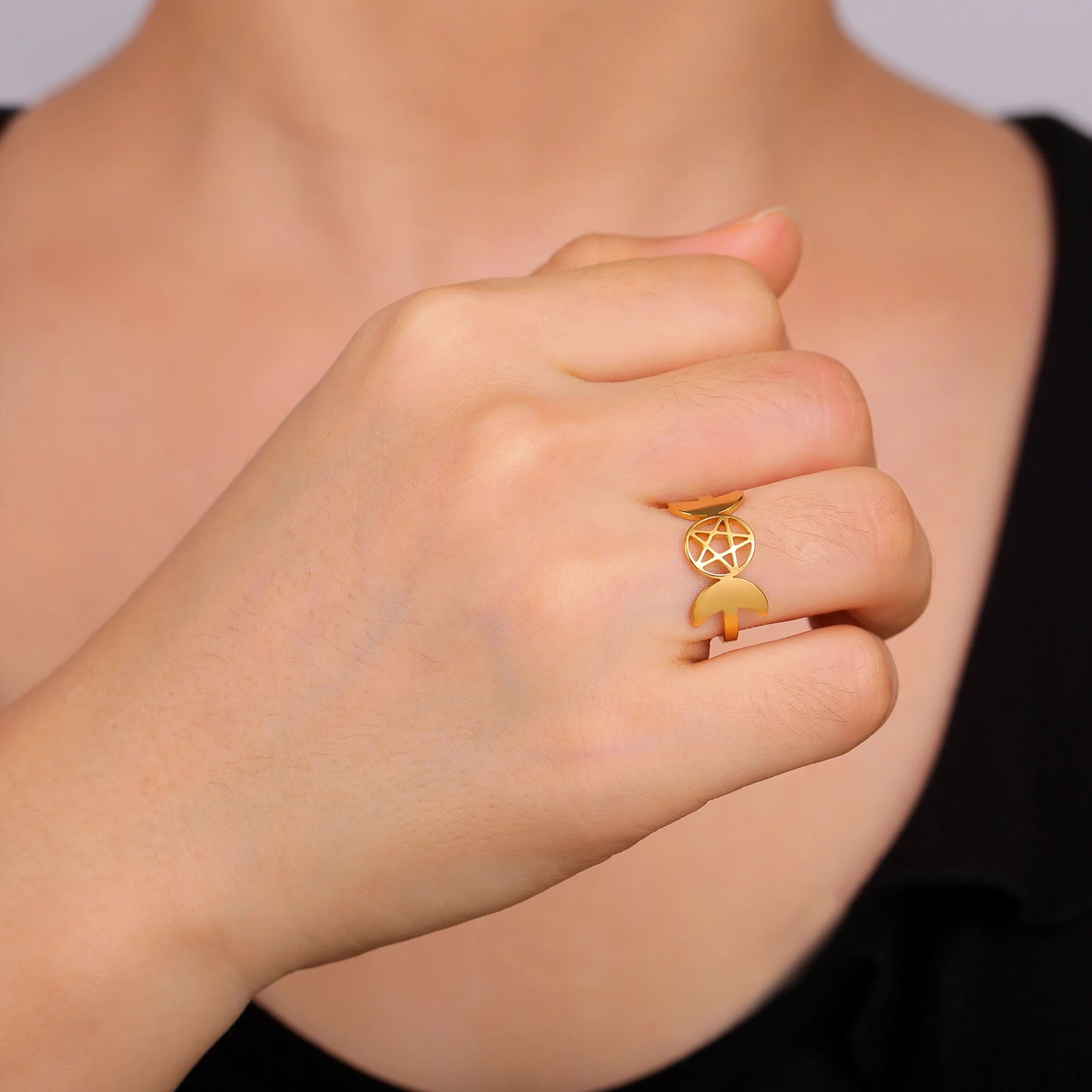 Kolmoiskuukoru Hieno Noituus Naisille Wiccan kulta A