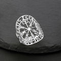 Vegvisir-sormus Viikinkien riimukompassi hopea