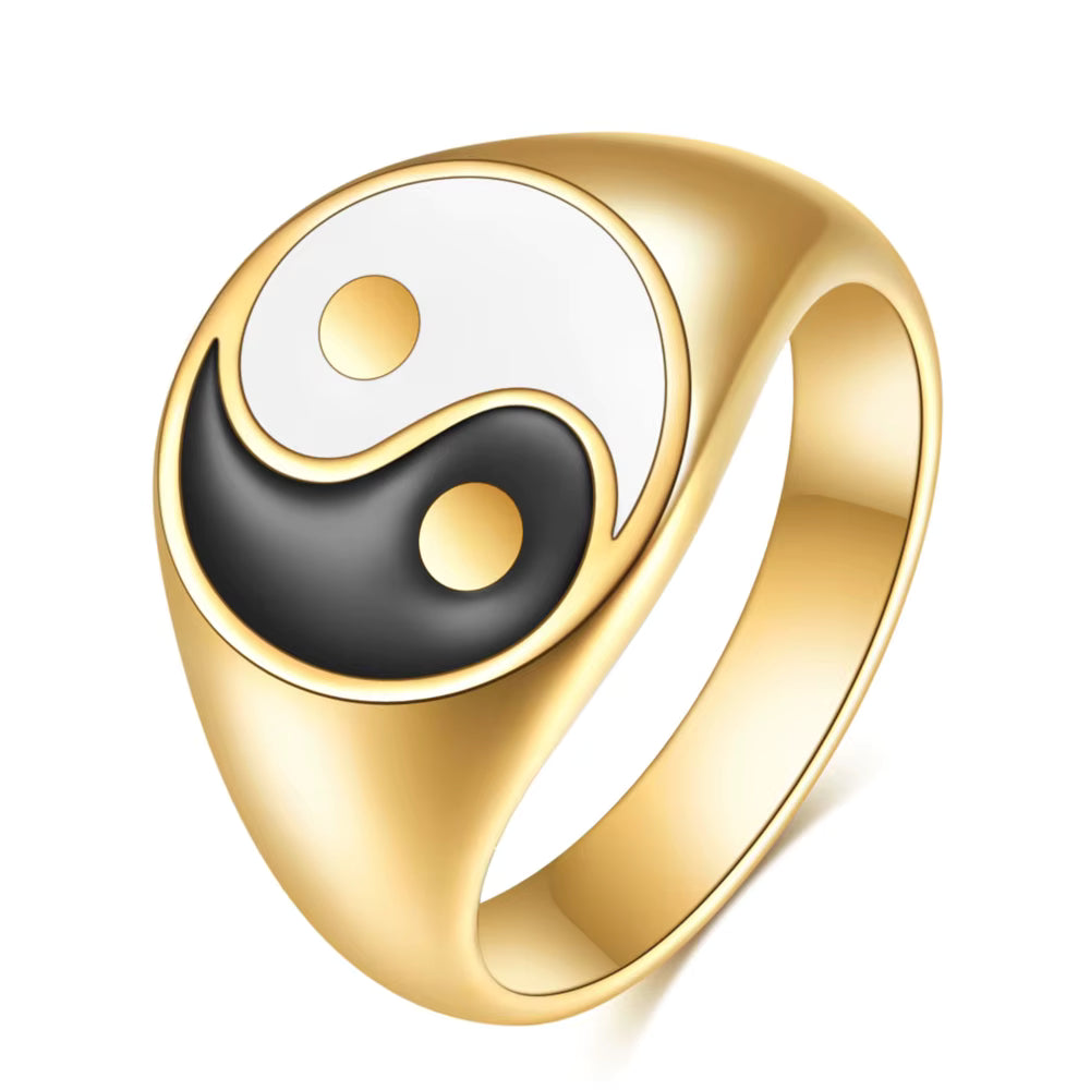 Yin Yang sormus miehille ja naisille 
