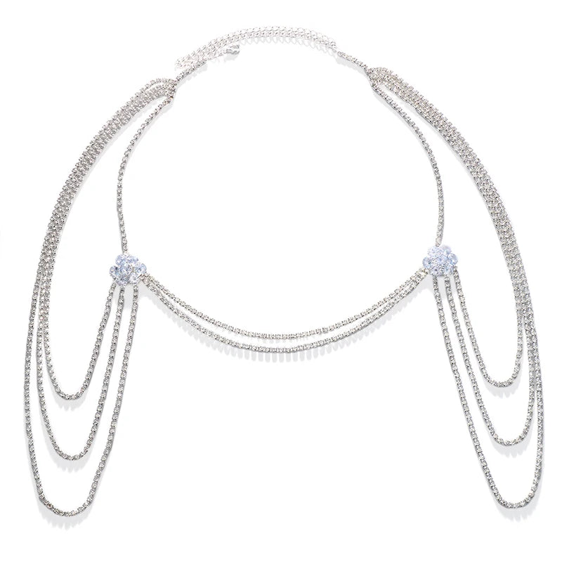 Naisten olkakoriste - Hopeinen solisluu- ja olkaketju