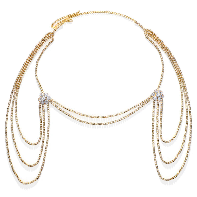 Naisten olkakoriste - Kultainen solisluu- ja olkaketju