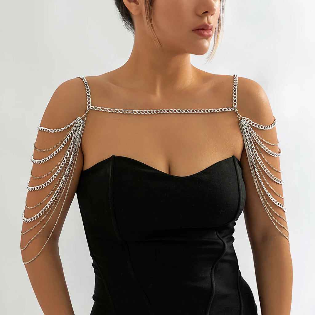 Naisille tarkoitettu olkapääkoru - Solisluu ja olkapäiden ketju hopea