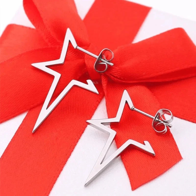 Tähti niittikorvakorut punk-tyyli hopea