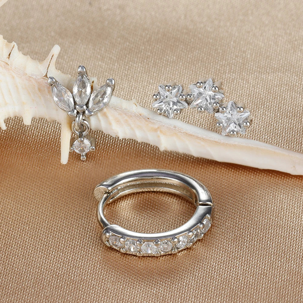 Naisten tähtikorvakorut zirkonilla hopeoitu