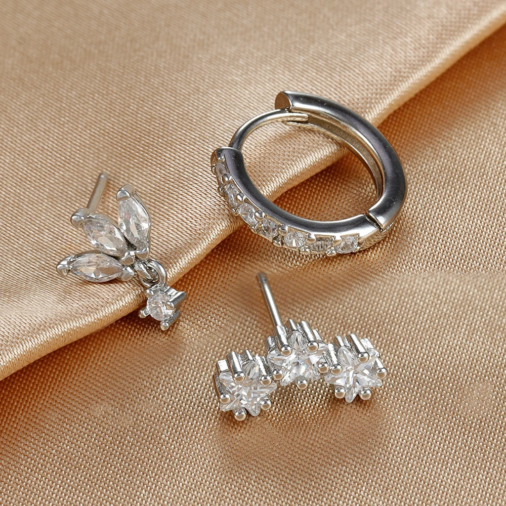 Naisten tähtikorvakorut zirkonilla hopeoitu