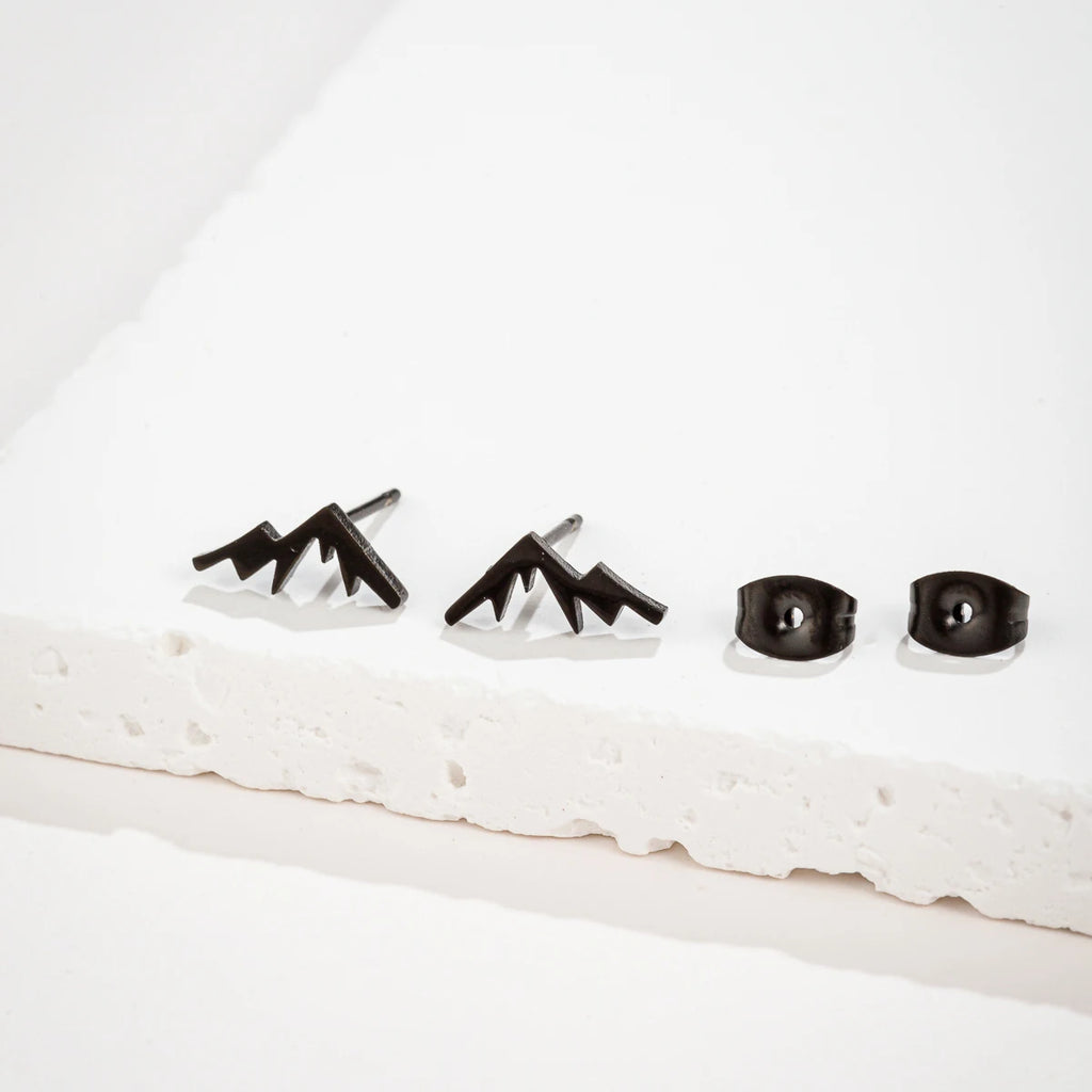 Vuorikoru nappikorvakorut naisille tai miehille musta