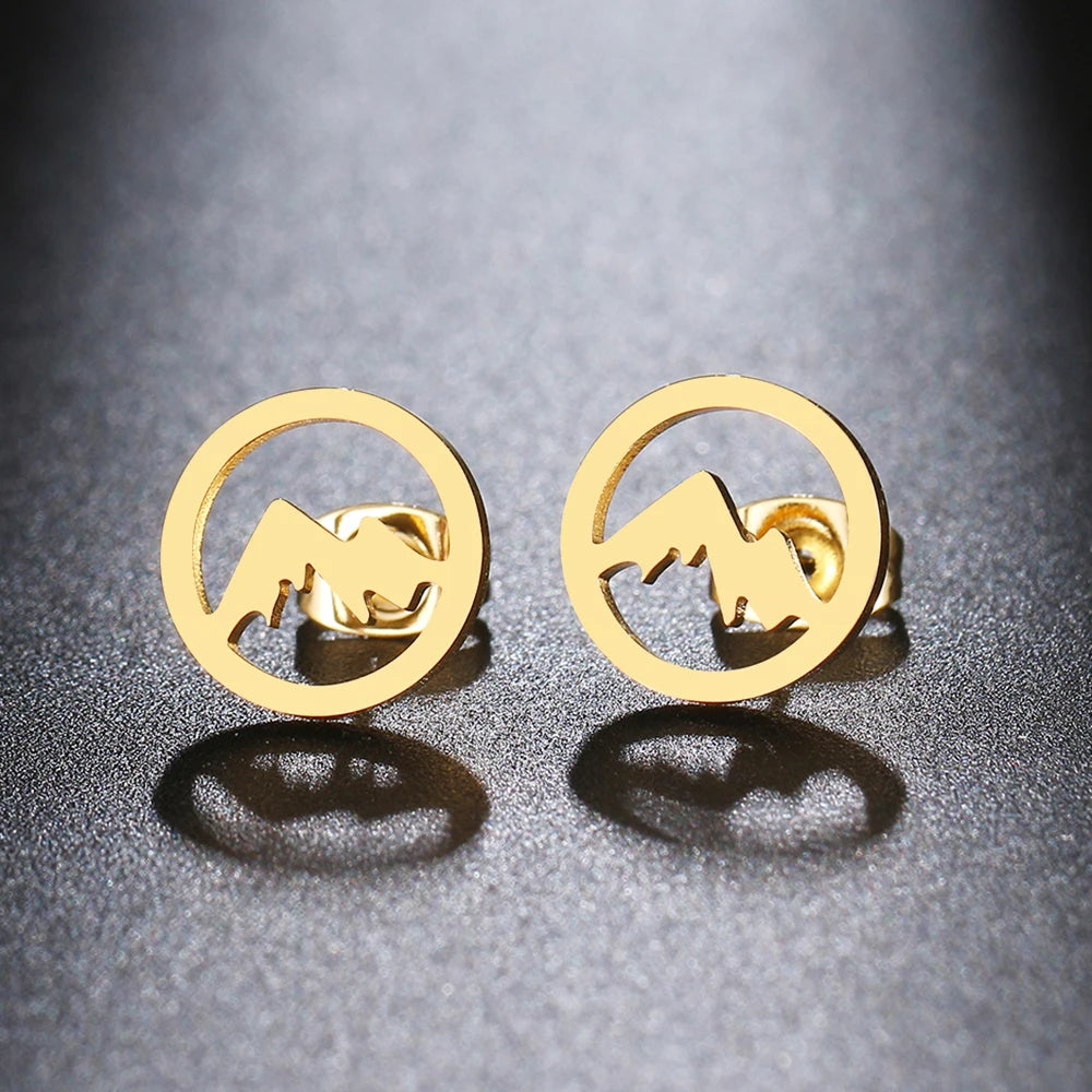 Pyöreät vuoristokorvakorut naisille tai miehille kulta