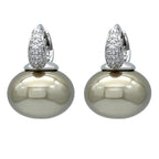 Korvarenkaat, joissa sininen helmi ja hopeiset ja beige zirkonit