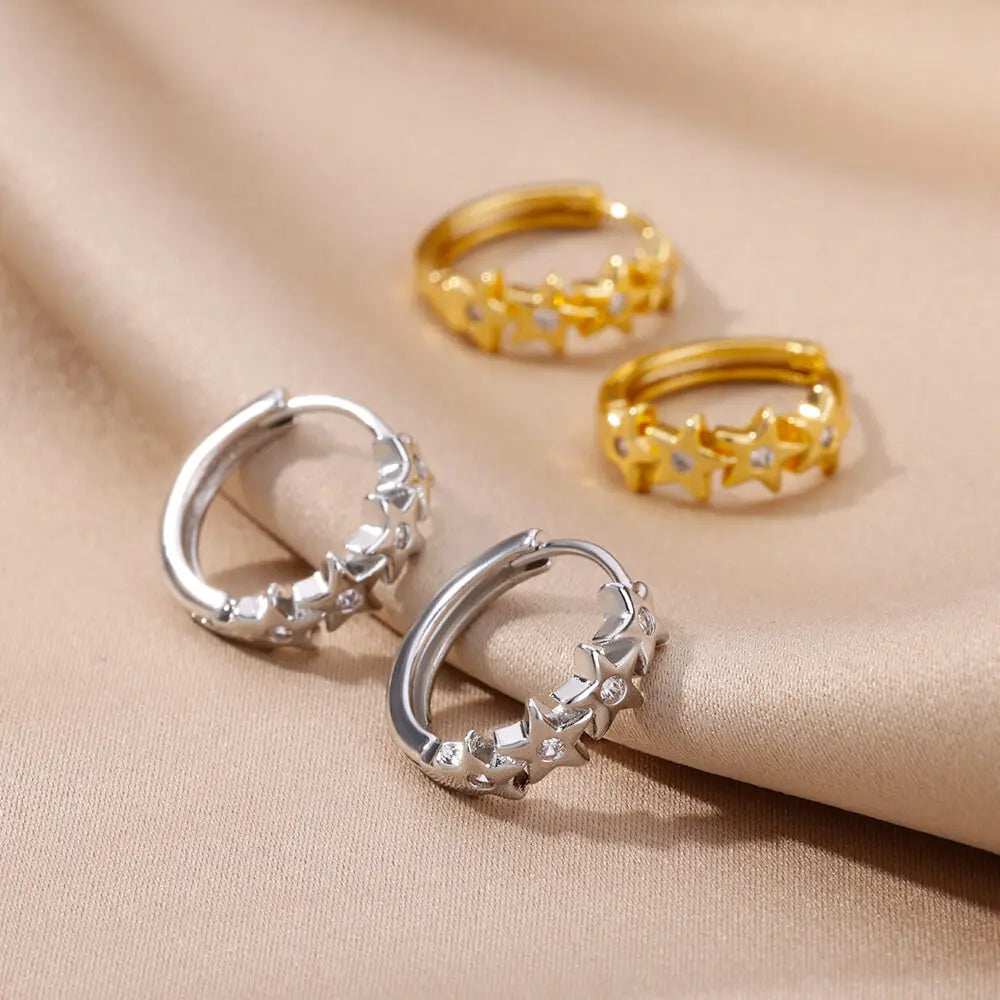 Korvarenkaat Tähtikorvakorut zirkonilla hopea