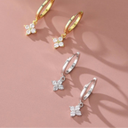 Korvakorut, korviksia, kukka, zirkoni, hopea