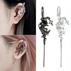 Boucles d'oreilles "Ear Cuff" croissant de lune et étoiles noir