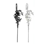 Boucles d'oreilles "Ear Cuff" croissant de lune et étoiles noir et argent