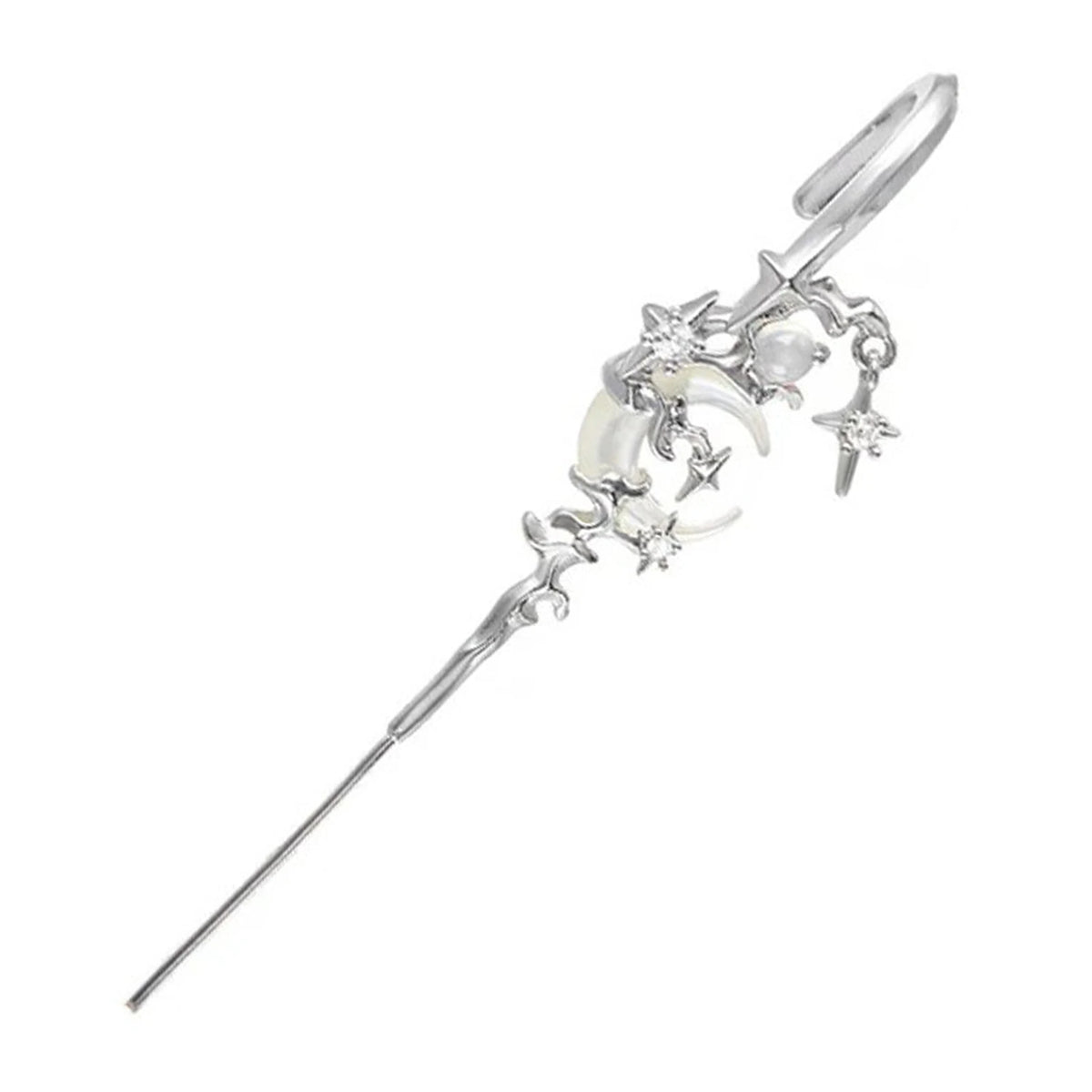 Boucles d'oreilles "Ear Cuff" croissant de lune et étoiles argent