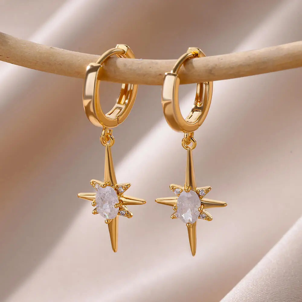 Naisten korvakorut, tähtikreolit ja zirkoni