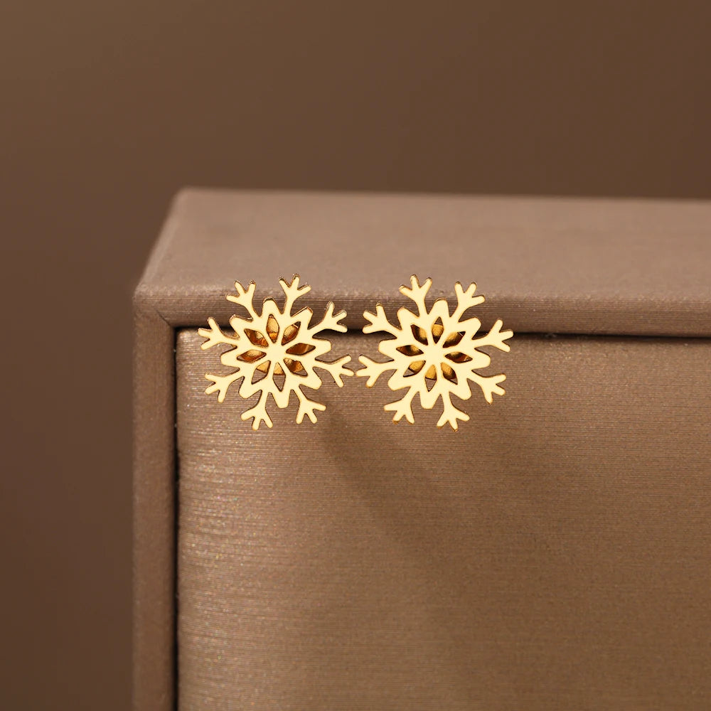 Naisten lumihiutale nappikorvakorut kulta